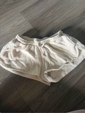 Brandy Melville Cream Terry Drawstring Athletic Shorts